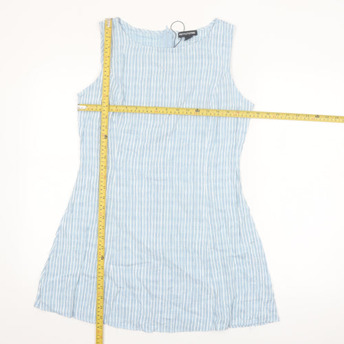 PrettyLittleThing Women's Blue Striped Sleeveless Tunic Blouse UK 14