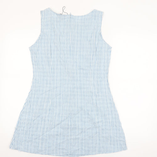PrettyLittleThing Women's Blue Striped Sleeveless Tunic Blouse UK 14