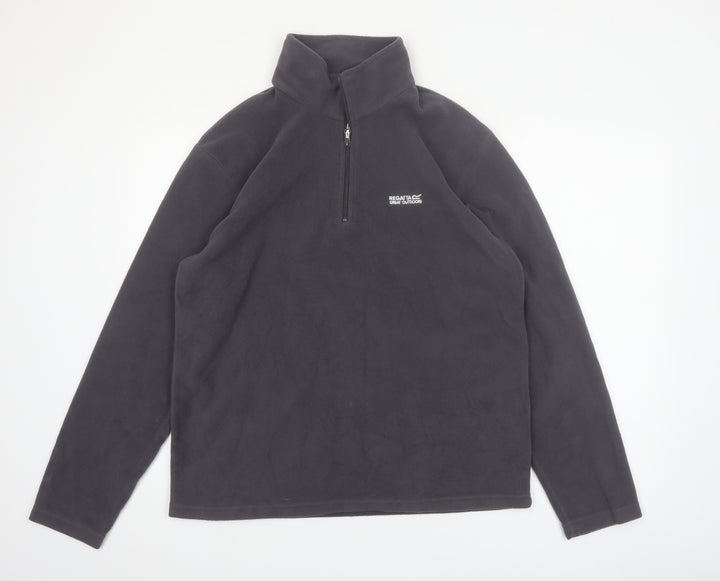 Regatta Mens Grey Fleece 1/4 Zip Pullover Sweatshirt L Outdoor