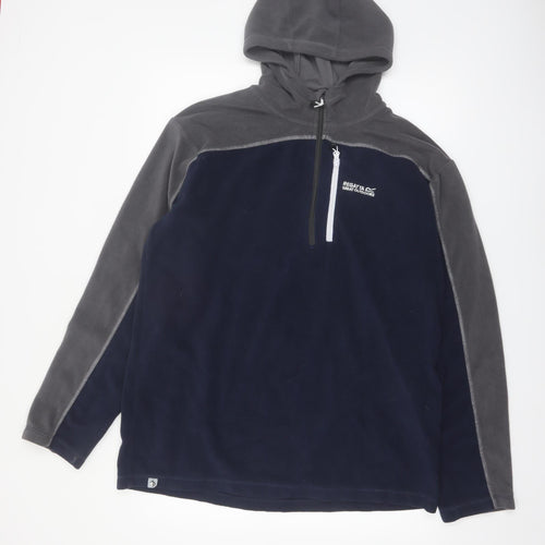 Regatta Men’s Blue Grey Fleece 1/4 Zip Pullover Hoodie 2XL