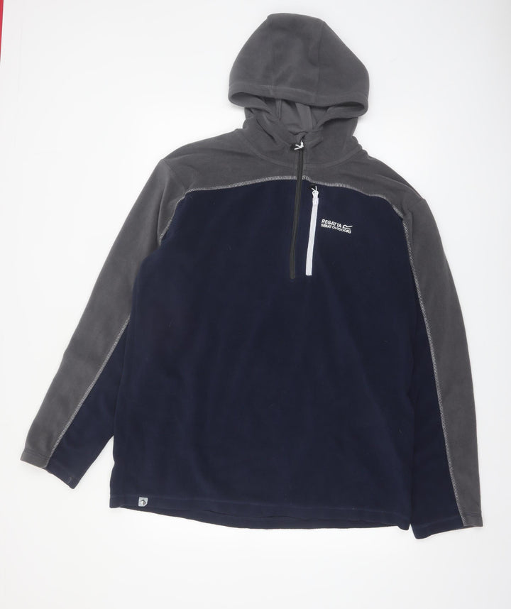 Regatta Men’s Blue Grey Fleece 1/4 Zip Pullover Hoodie 2XL