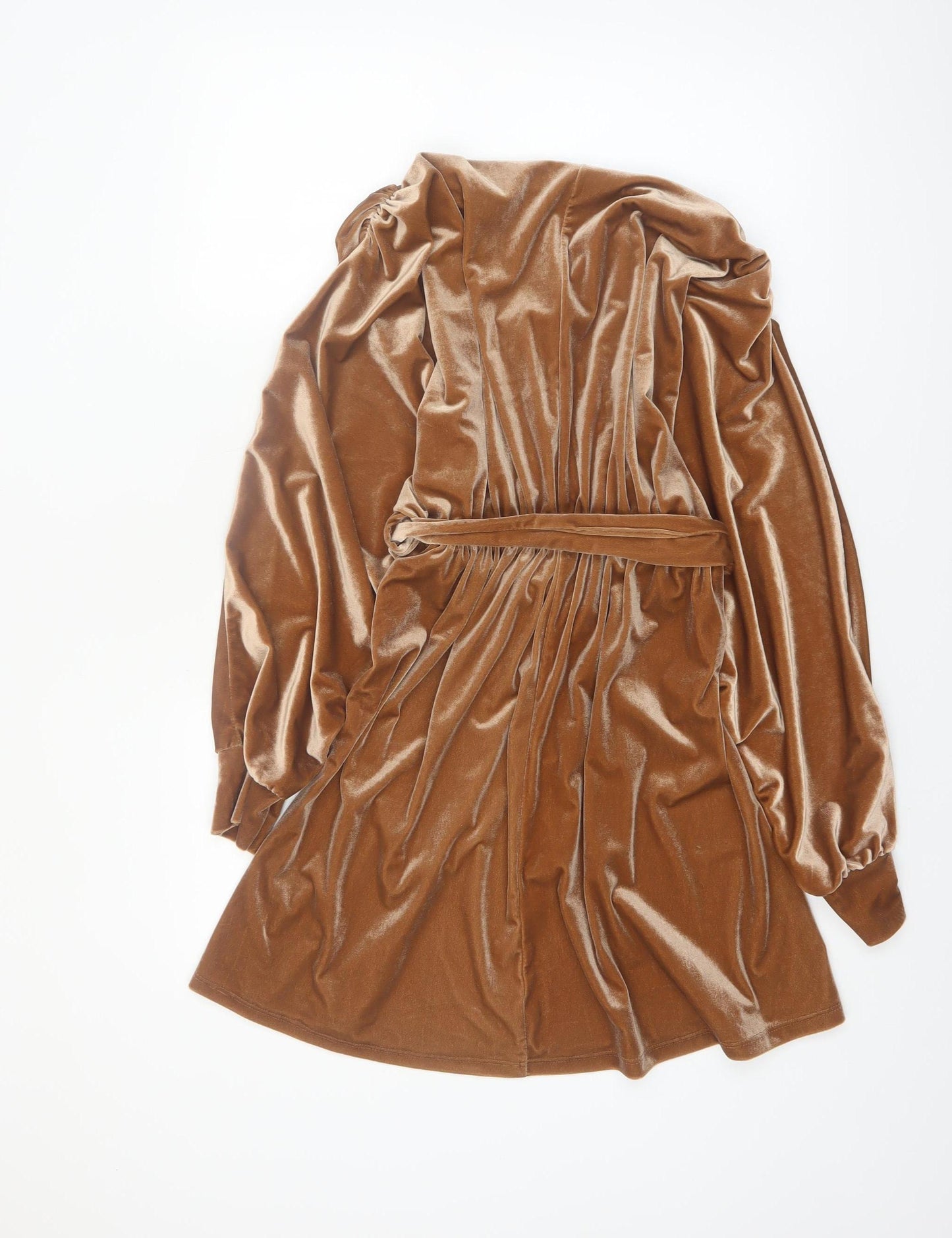 Copperrose Paris Women Brown Velvet Wrap Mini Dress M
