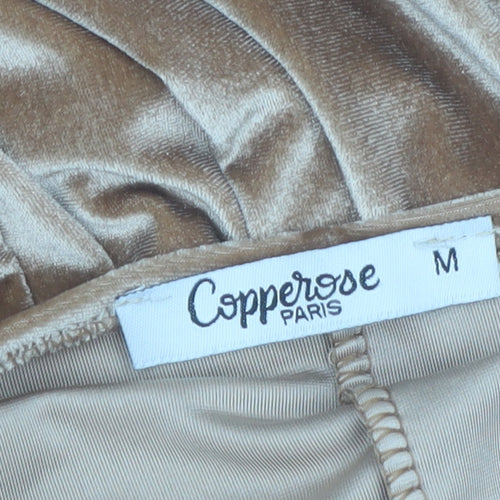 Copperrose Paris Women Brown Velvet Wrap Mini Dress M