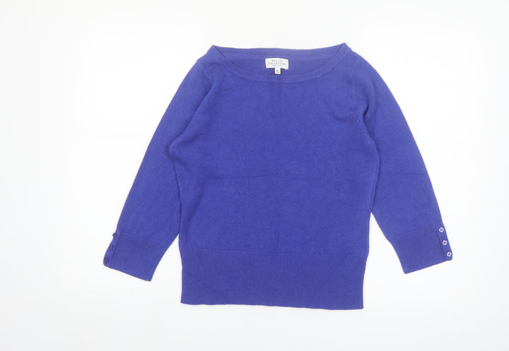 Debenhams Petite Purple Boat Neck 3/4 Sleeve Knit Jumper Size 10
