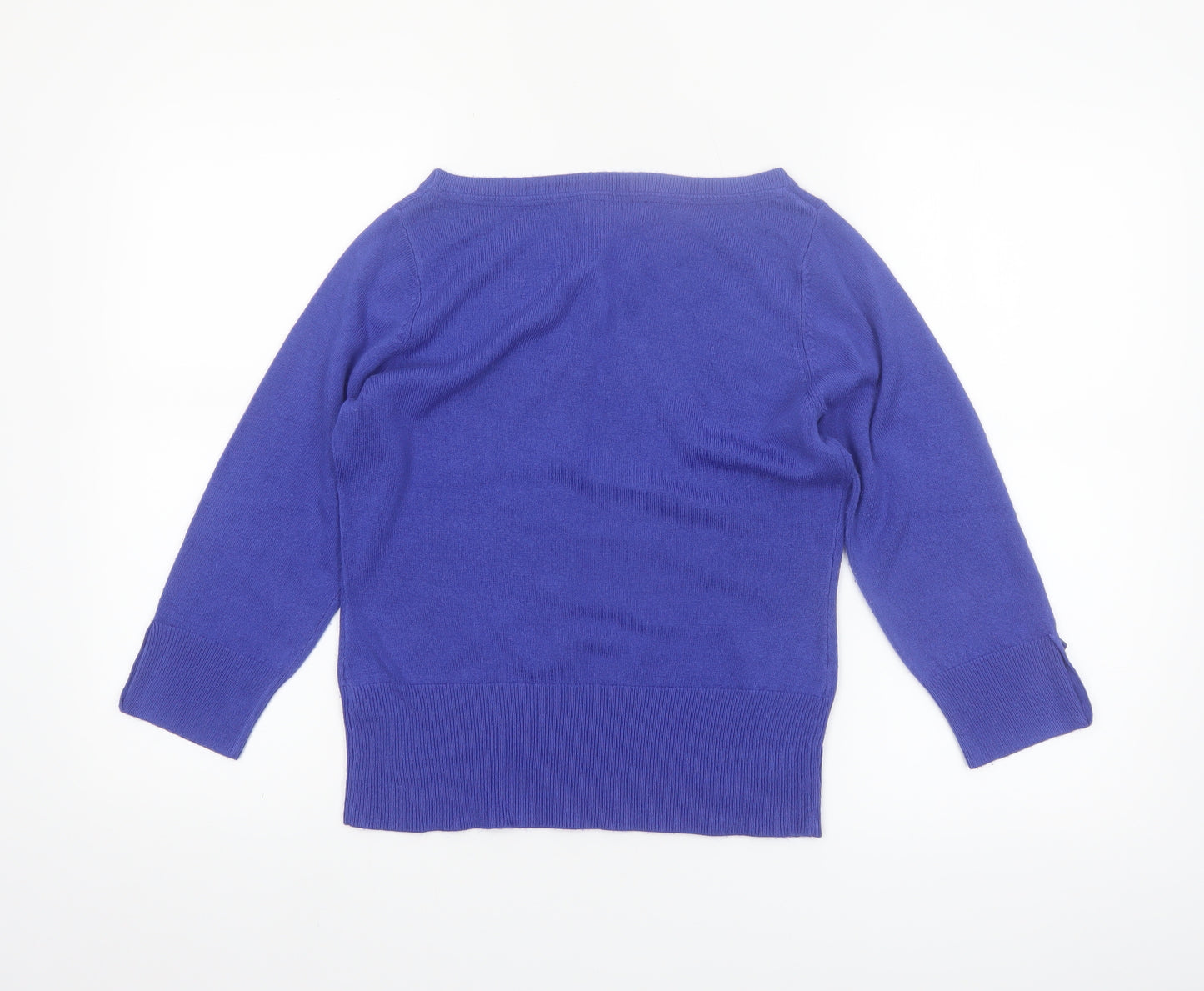 Debenhams Petite Purple Boat Neck 3/4 Sleeve Knit Jumper Size 10
