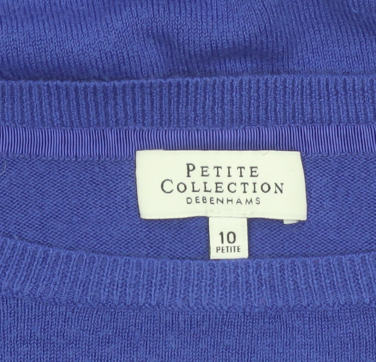 Debenhams Petite Purple Boat Neck 3/4 Sleeve Knit Jumper Size 10