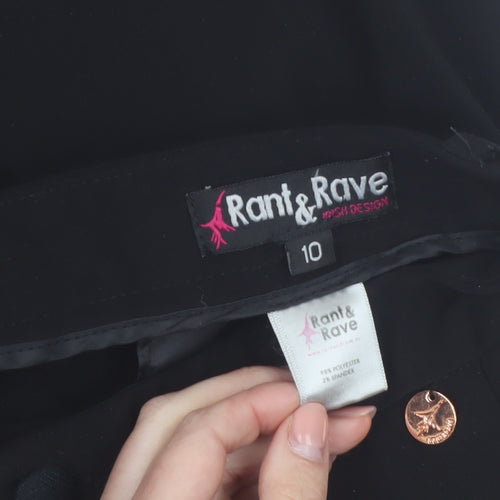 Rant & Rave Women's Black Cropped Trousers Size 10 Stretch Twill