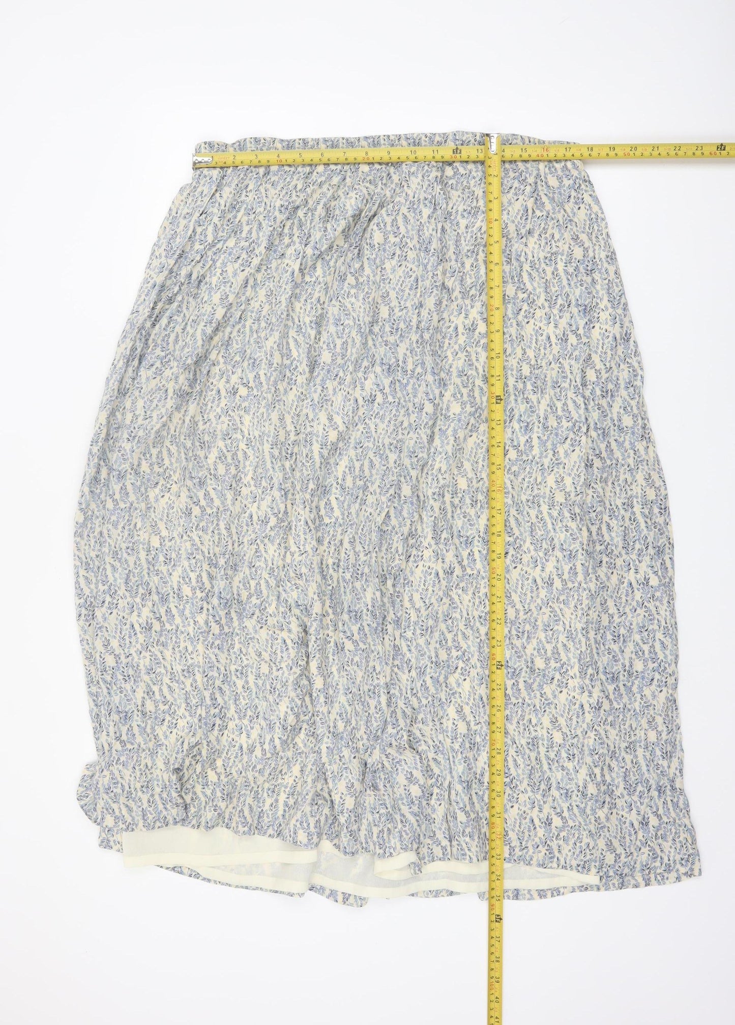 Theomiles Womens Blue Floral Silk Midi A-Line Skirt Size 12