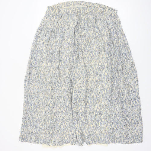 Theomiles Womens Blue Floral Silk Midi A-Line Skirt Size 12