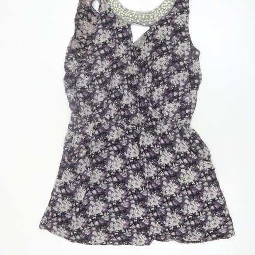 Miss Real Women’s Purple Floral Beaded Skater Dress Size 14