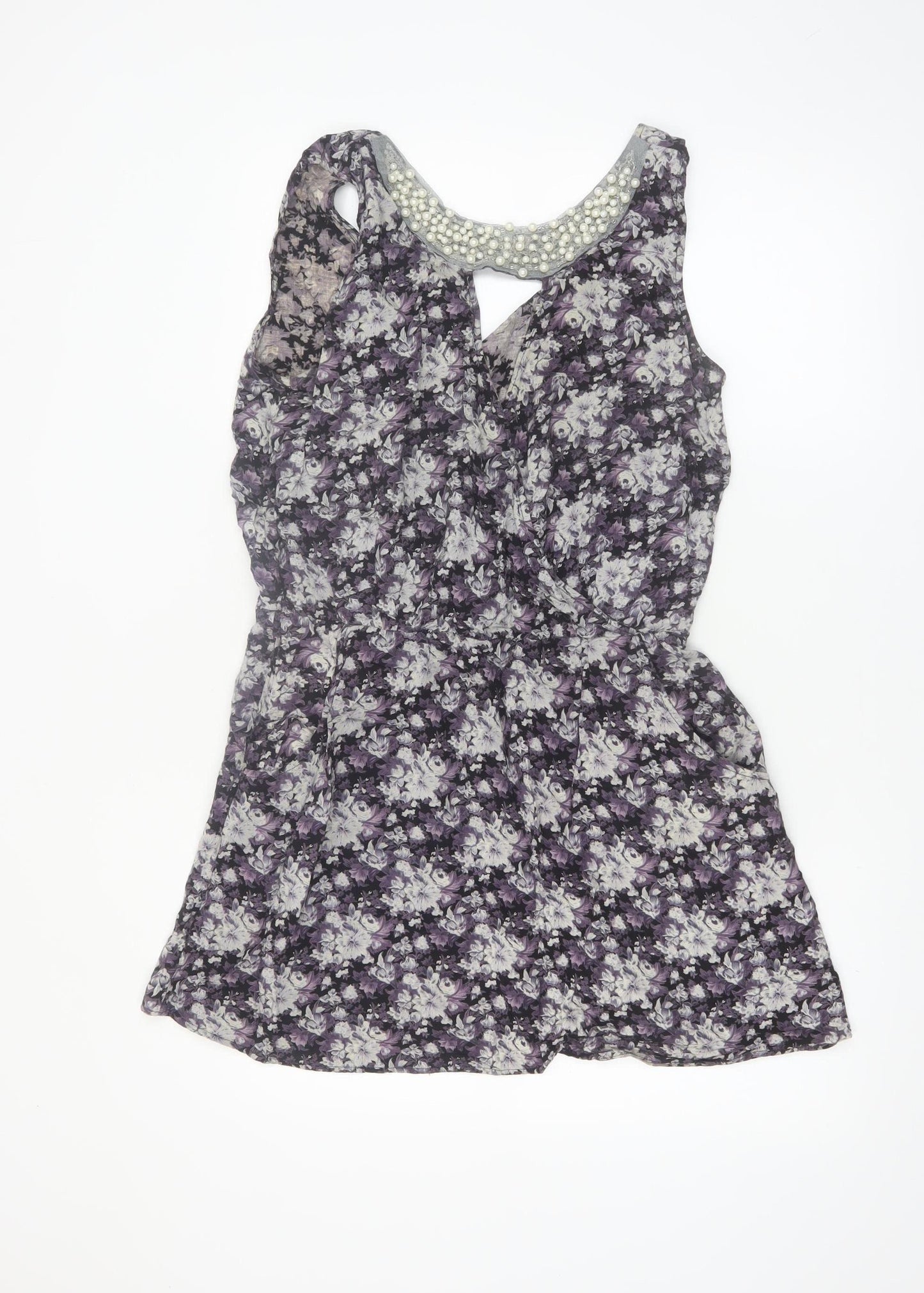 Miss Real Women’s Purple Floral Beaded Skater Dress Size 14