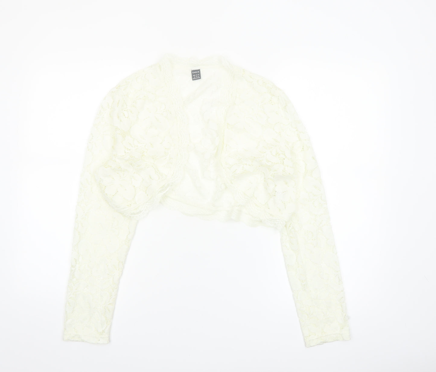SHEIN Womens Ivory Lace Cropped Bolero Shrug Blouse XL