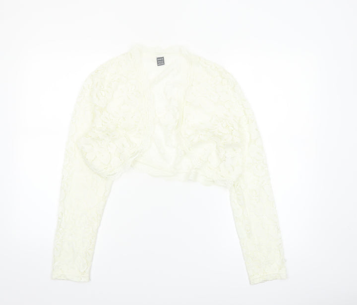 SHEIN Womens Ivory Lace Cropped Bolero Shrug Blouse XL