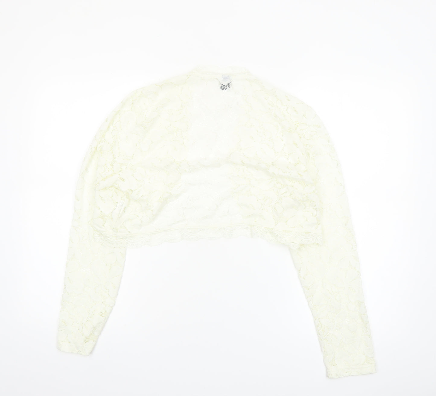 SHEIN Womens Ivory Lace Cropped Bolero Shrug Blouse XL