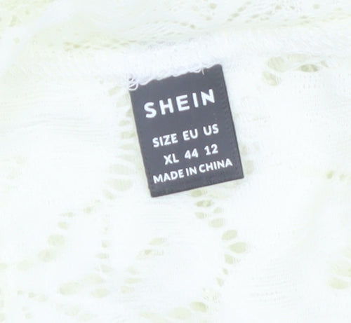 SHEIN Womens Ivory Lace Cropped Bolero Shrug Blouse XL