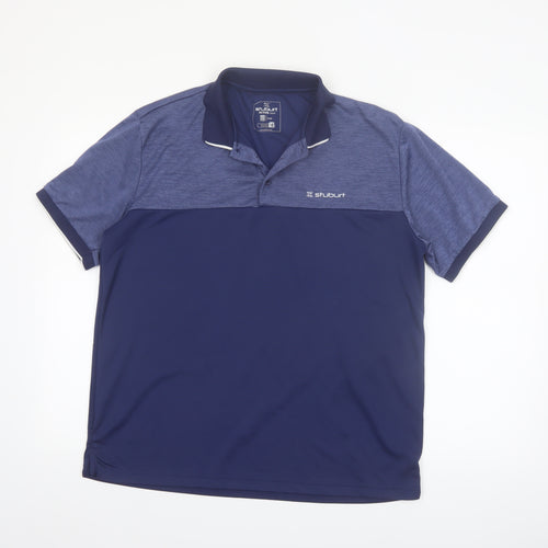 Stuburt Men's Blue Colourblock Golf Polo Shirt Size L