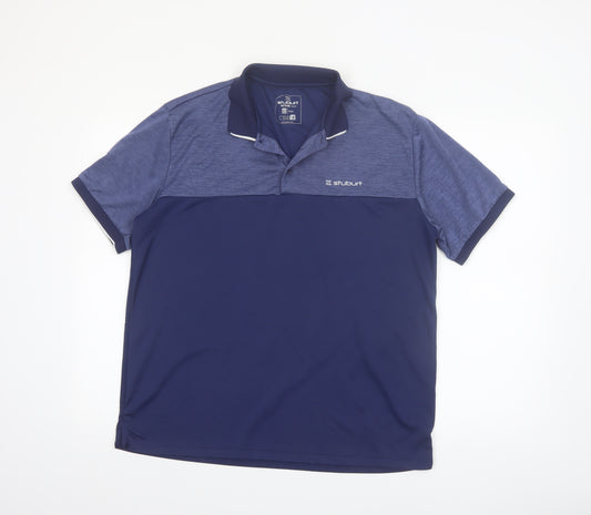 Stuburt Men's Blue Colourblock Golf Polo Shirt Size L