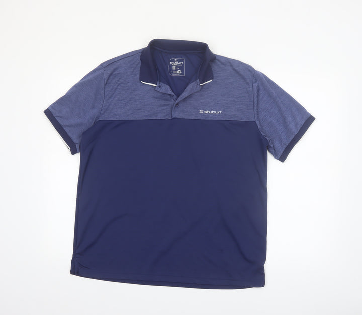 Stuburt Men's Blue Colourblock Golf Polo Shirt Size L