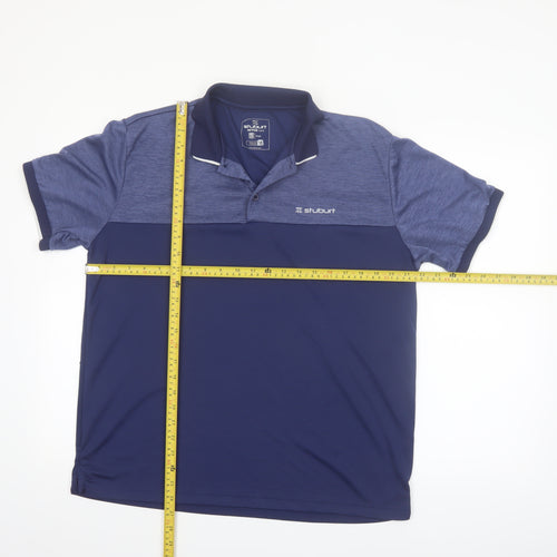 Stuburt Men's Blue Colourblock Golf Polo Shirt Size L