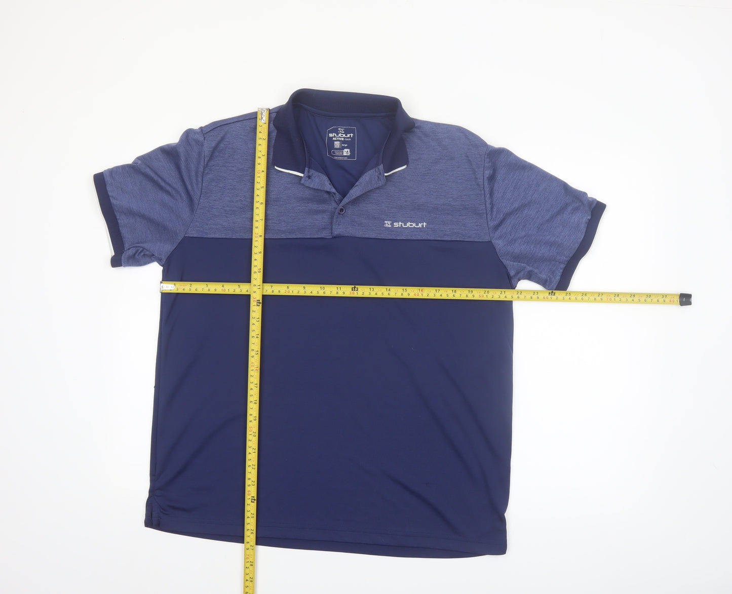 Stuburt Men's Blue Colourblock Golf Polo Shirt Size L