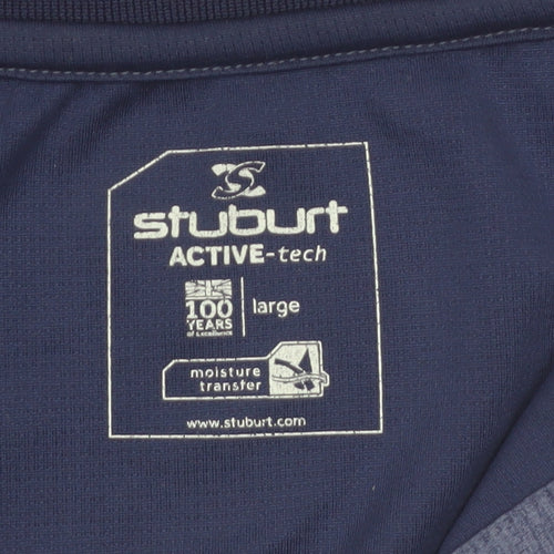 Stuburt Men's Blue Colourblock Golf Polo Shirt Size L