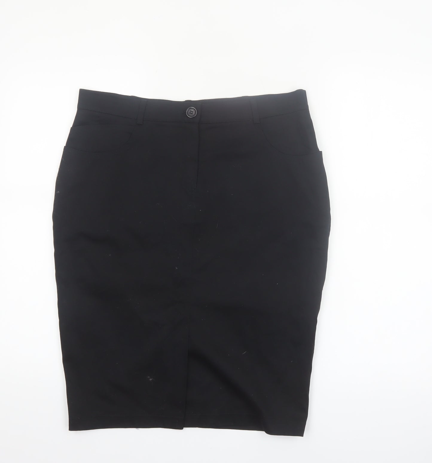Sasha Womens Black Size 12 Pencil Skirt Cotton Stretch Workwear