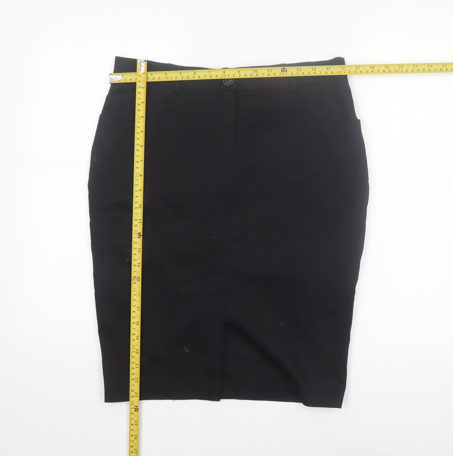 Sasha Womens Black Size 12 Pencil Skirt Cotton Stretch Workwear