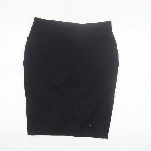 Sasha Womens Black Size 12 Pencil Skirt Cotton Stretch Workwear