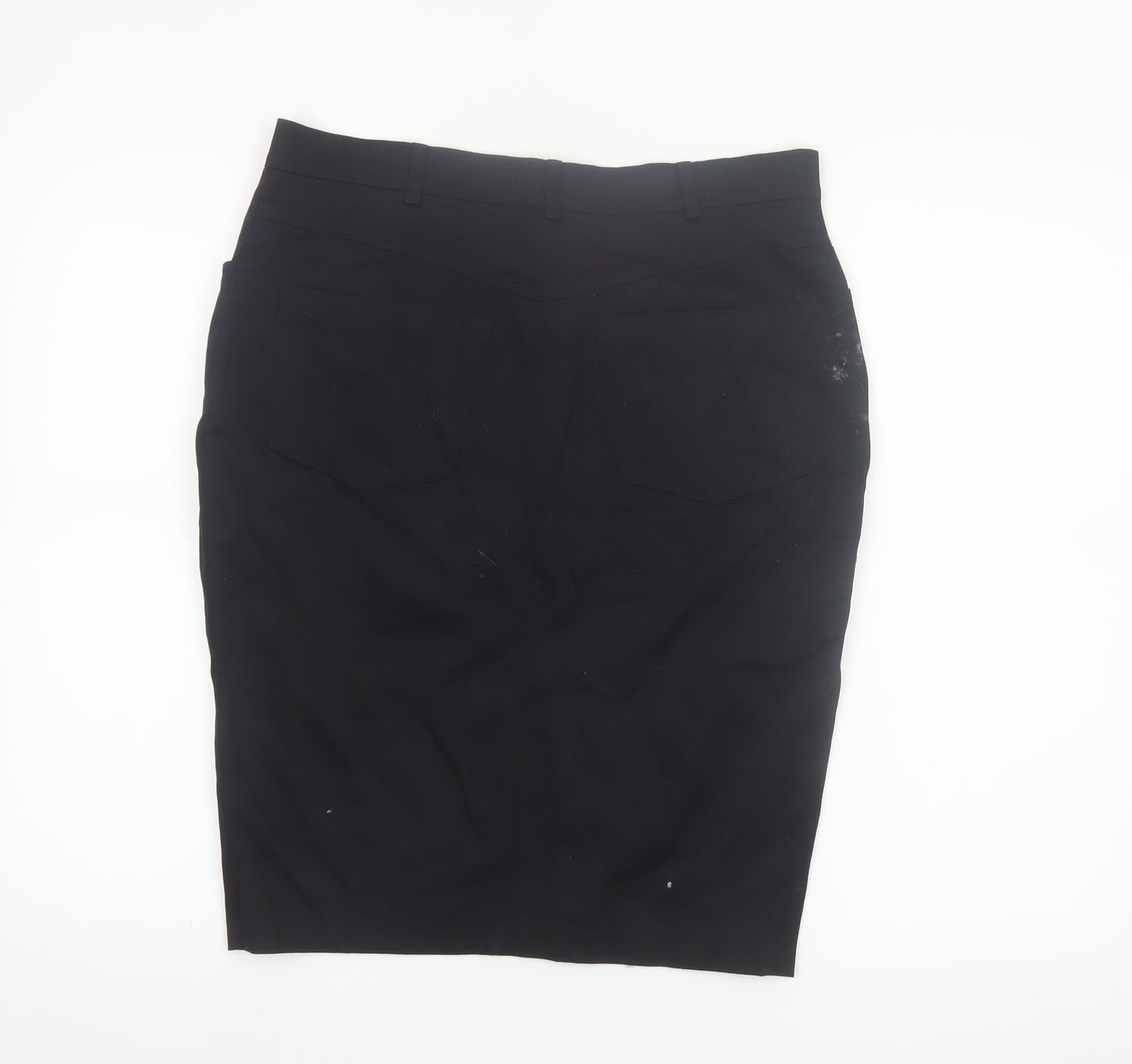 Sasha Womens Black Size 12 Pencil Skirt Cotton Stretch Workwear