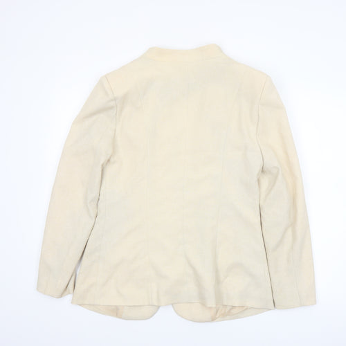 Nana Love Womens Beige L Slim Fit Biker Jacket with Zipped Pockets