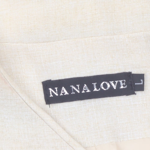 Nana Love Womens Beige L Slim Fit Biker Jacket with Zipped Pockets