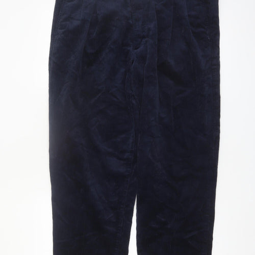 Marks and Spencer Men's Navy Corduroy Pleated Trousers 38W 29L