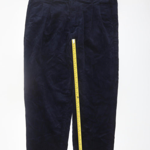 Marks and Spencer Men's Navy Corduroy Pleated Trousers 38W 29L