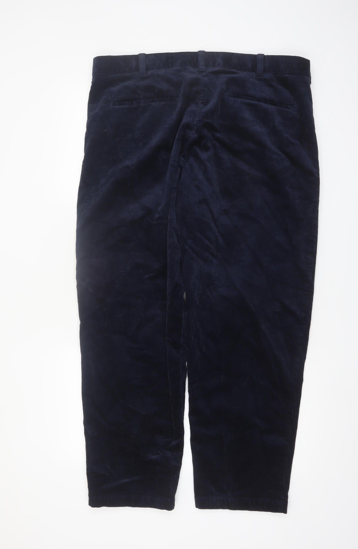 Marks and Spencer Men's Navy Corduroy Pleated Trousers 38W 29L