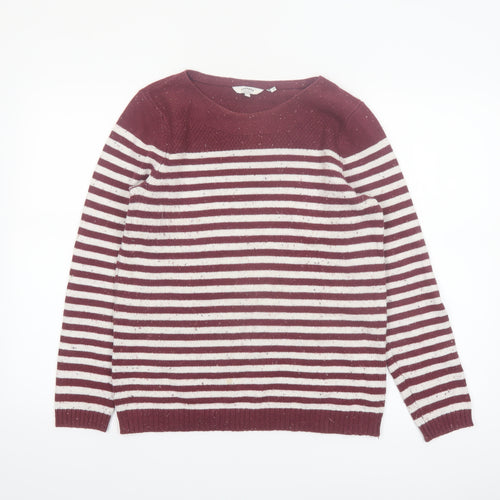FatFace Womens Red Striped Cotton Acrylic Pullover Jumper Size 12