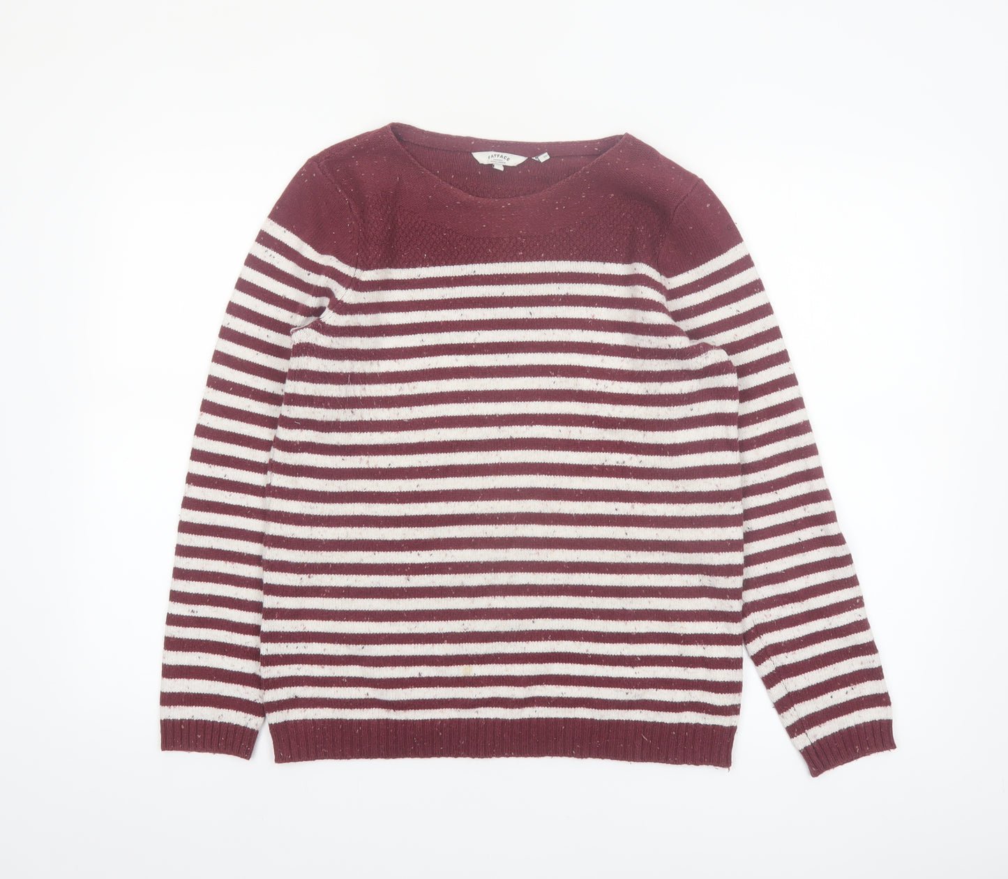 FatFace Womens Red Striped Cotton Acrylic Pullover Jumper Size 12