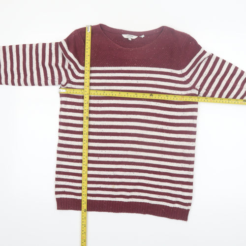FatFace Womens Red Striped Cotton Acrylic Pullover Jumper Size 12