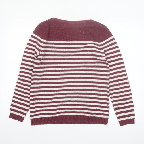 FatFace Womens Red Striped Cotton Acrylic Pullover Jumper Size 12