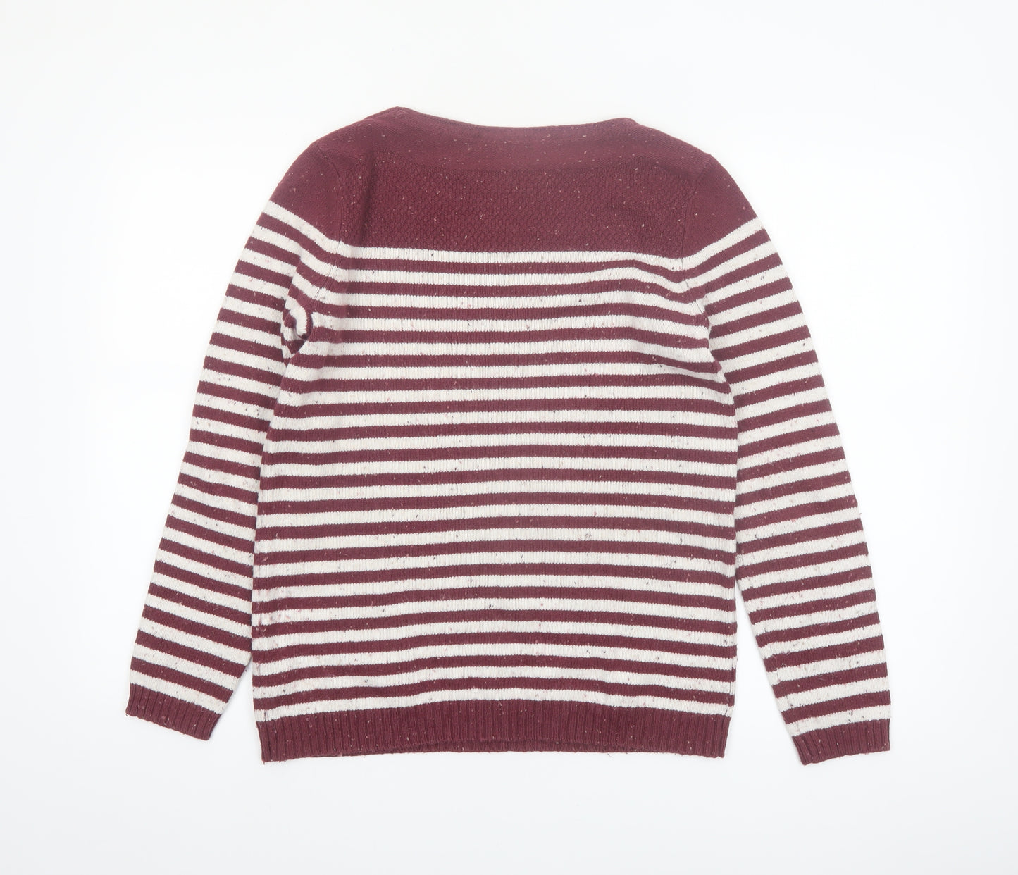 FatFace Womens Red Striped Cotton Acrylic Pullover Jumper Size 12
