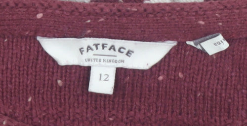 FatFace Womens Red Striped Cotton Acrylic Pullover Jumper Size 12
