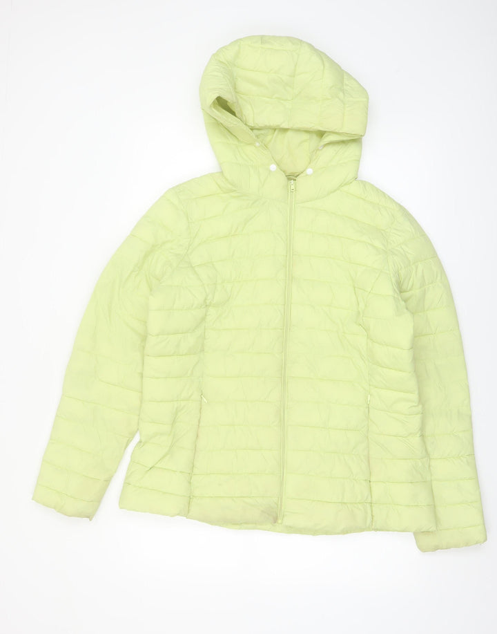 Dunnes Stores Women's Yellow Hooded Puffer Jacket Size 16