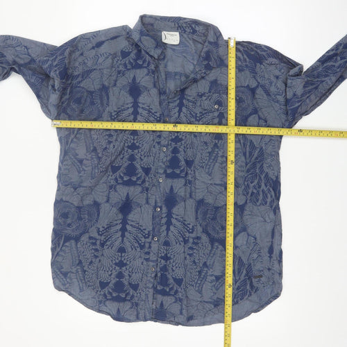 Vero Moda Women Blue Floral Cotton Button-Up Shirt M