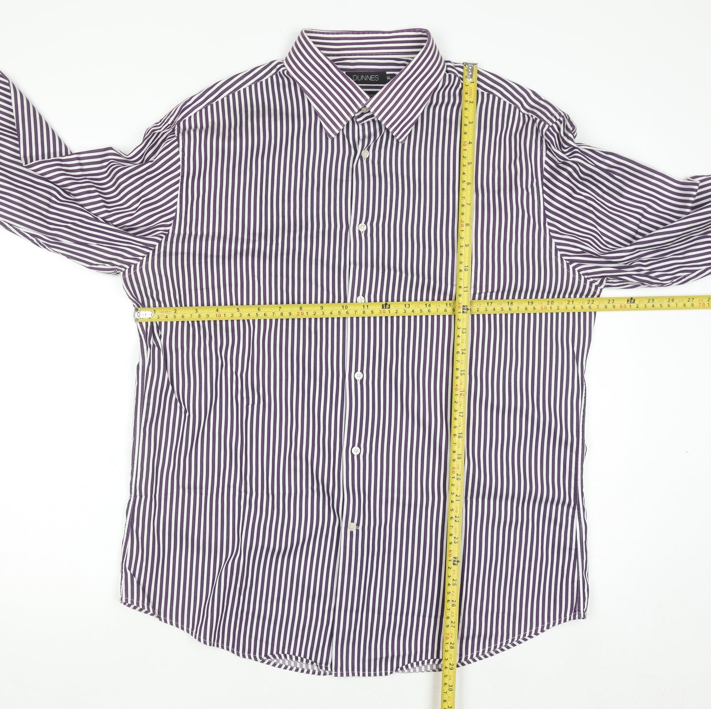 Dunnes Men's Purple Striped Cotton Button-Up Shirt XL