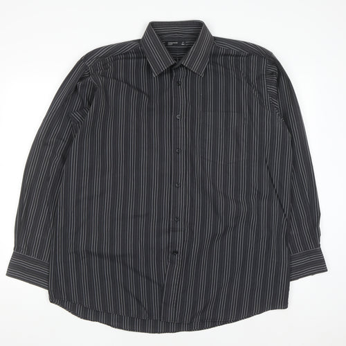 Cedarwood State Men's Black Striped Long Sleeve Button-Up Shirt Size 17