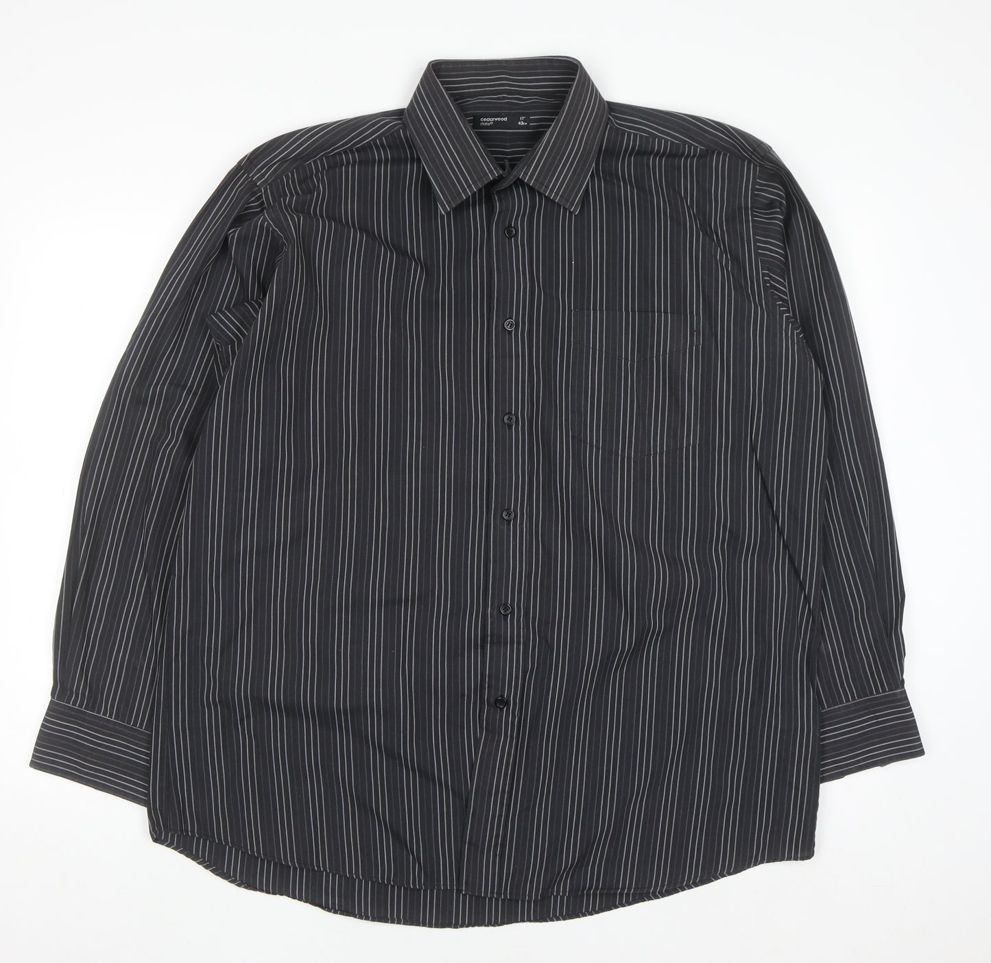 Cedarwood State Men's Black Striped Long Sleeve Button-Up Shirt Size 17