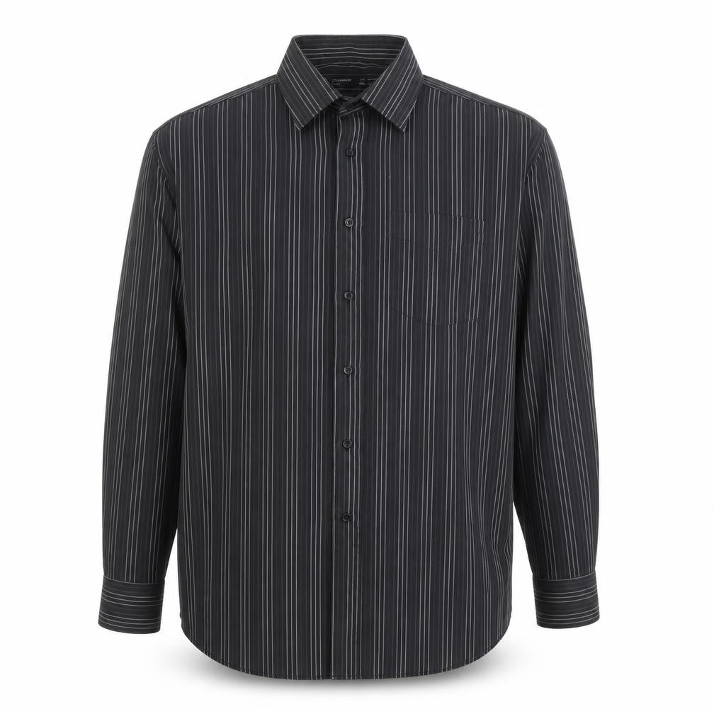 Cedarwood State Men's Black Striped Long Sleeve Button-Up Shirt Size 17