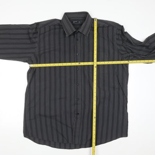 Cedarwood State Men's Black Striped Long Sleeve Button-Up Shirt Size 17