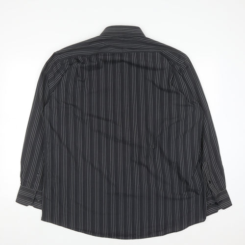 Cedarwood State Men's Black Striped Long Sleeve Button-Up Shirt Size 17