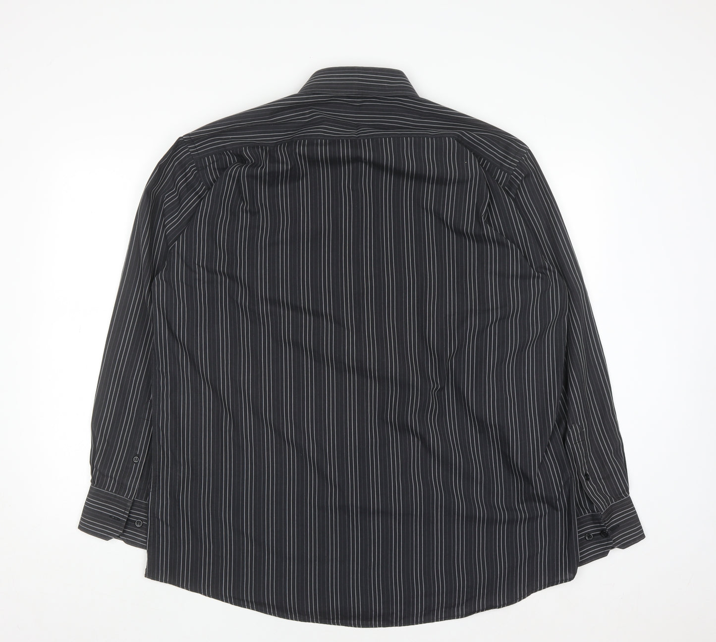 Cedarwood State Men's Black Striped Long Sleeve Button-Up Shirt Size 17