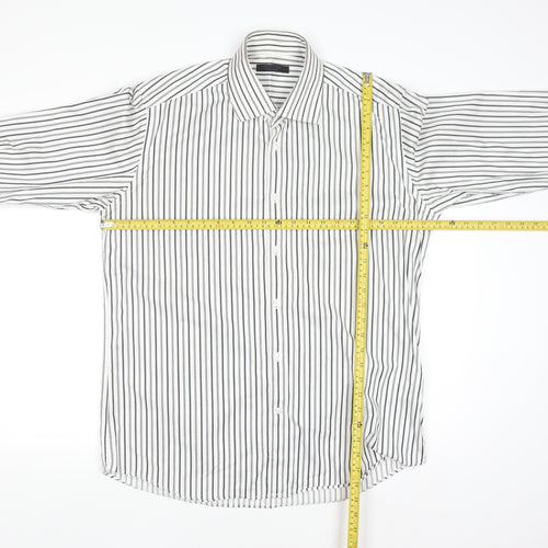 Jack & Jones Men’s White Striped Regular Fit Long Sleeve Cotton Shirt XL
